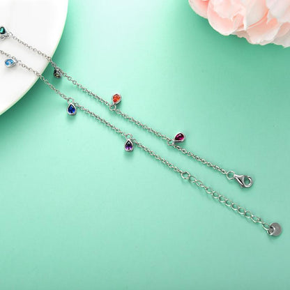 Sterling Silver Rainbow Anklet