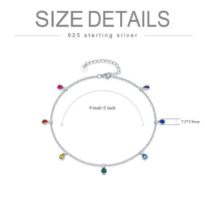 Sterling Silver Rainbow Anklet