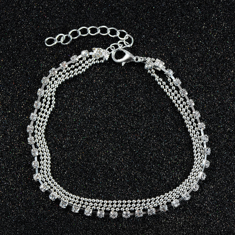Multilayer Crystal Charm Anklet