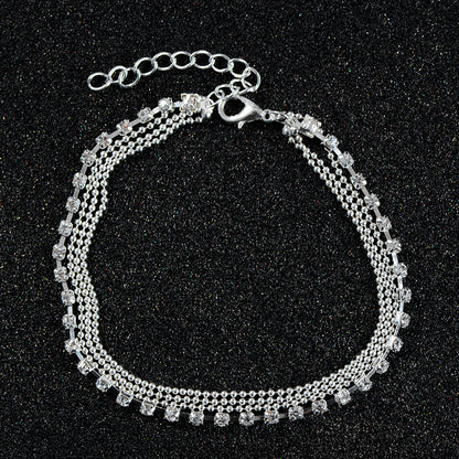 Multilayer Crystal Charm Anklet