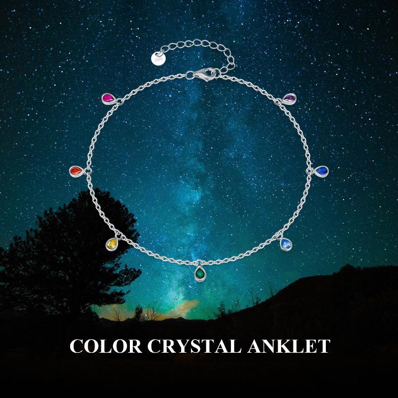 Sterling Silver Rainbow Anklet