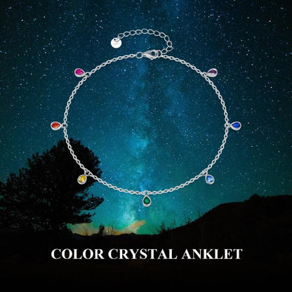 Sterling Silver Rainbow Anklet